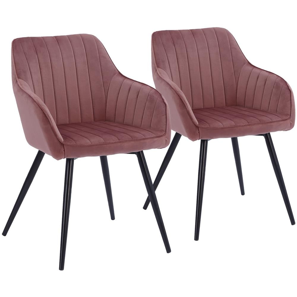 Set Di 2 Sedie In Velluto Rosa Bertille - Foto 1