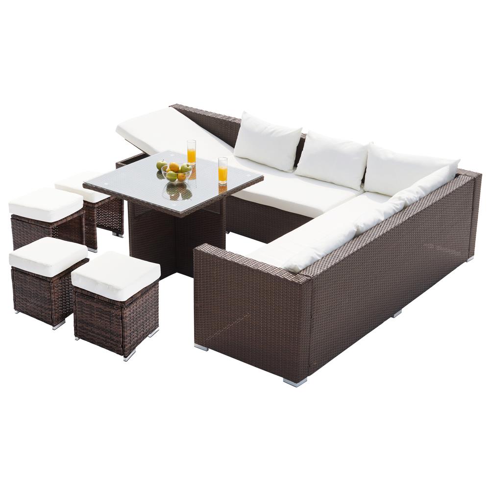 Set Di Mobili Da Giardino 10 Posti In Resina Marrone Samoa - Foto 1