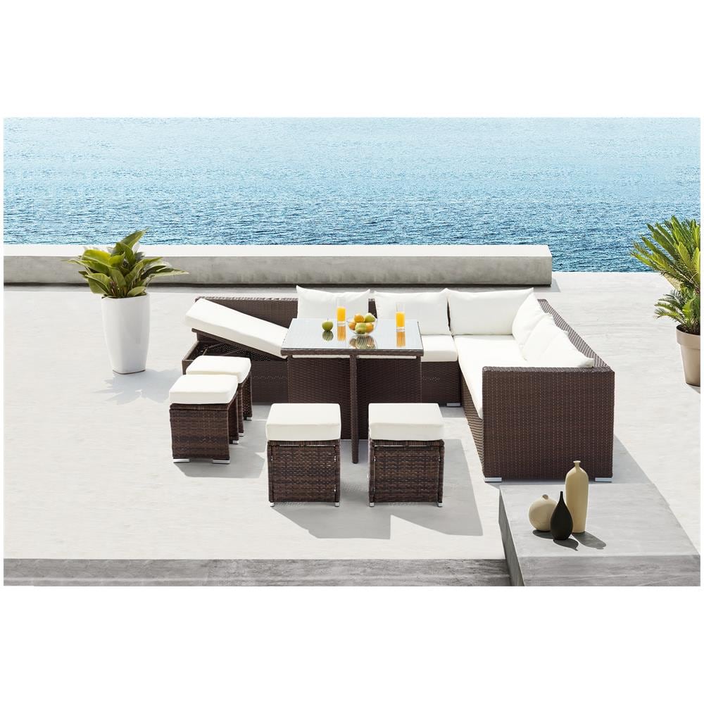 Set Di Mobili Da Giardino 10 Posti In Resina Marrone Samoa - Foto 4