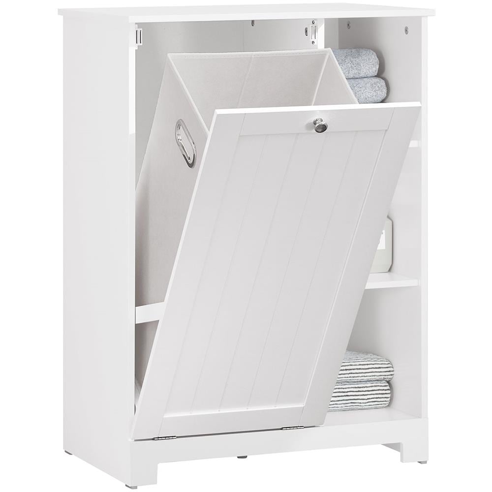 Mobile Porta Biancheria Per Bagno Con Cesto Armadietto Da Bagno Con Portabiancheria Bianco 60x37x86cm Bzr105-w - Foto 1