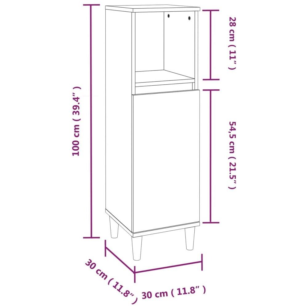 Armadietto da Bagno Bianco 30x30x100 cm in Legno Multistrato - Foto 4