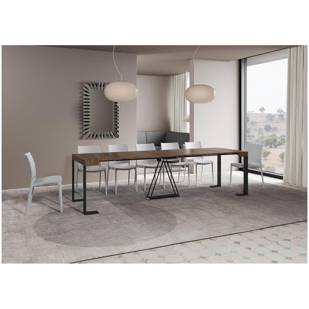 Consolle allungabile 90x40/300cm Zamat noce telaio antracite - Foto 4