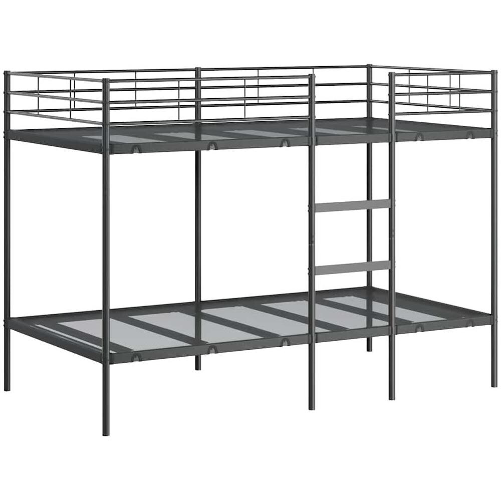 Letto a Castello senza Materasso Nero 100x200 cm in Acciaio - Foto 1