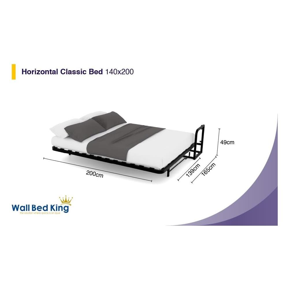 Letto a Scomparsa Orizzontale Classic 200 x 140 - Meccanismo a Pistone a Gas, Supporta fino a 350kg, Design Salva-spazio, Montaggio Facile, Compatibile con Materassi (Spessore Fino a 30cm) - Foto 2