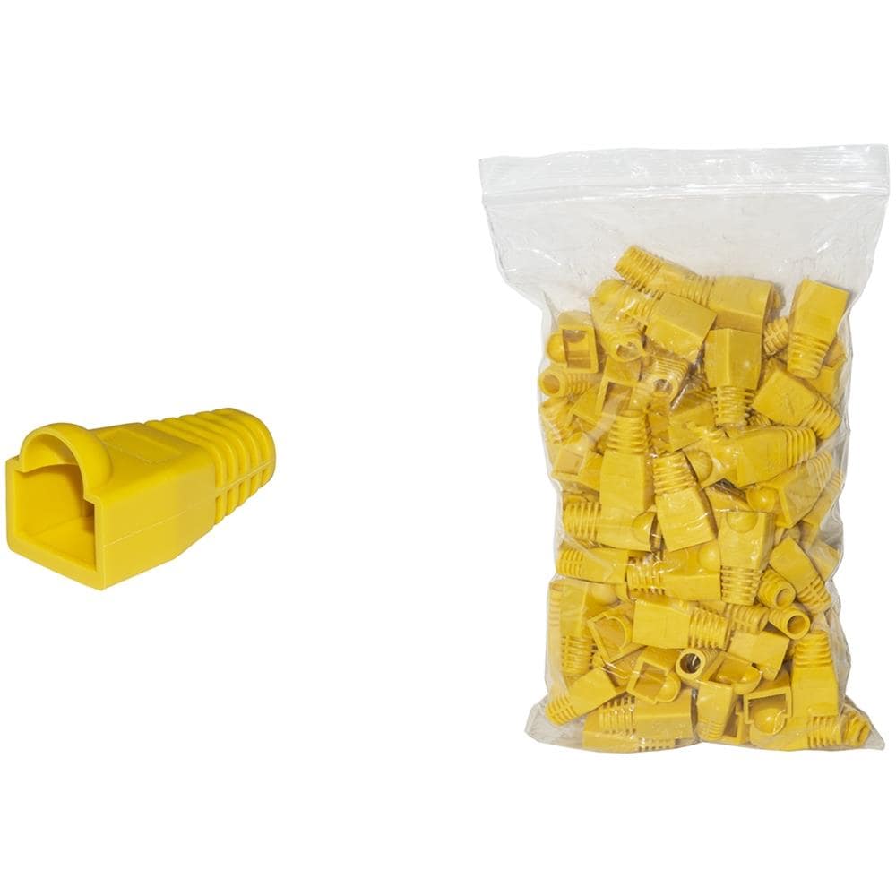 Confezione 100 Copriconnettori 6mm Per Plug Rj45 8 Poli Cavo Cat 5e- 6 Giallo - Foto 1