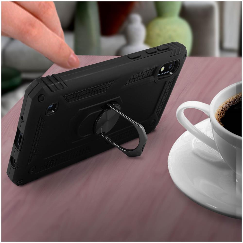Cover Galaxy A10 Bi-materia Rigida Morbida Anello Magnetico Stand Nero - Foto 2