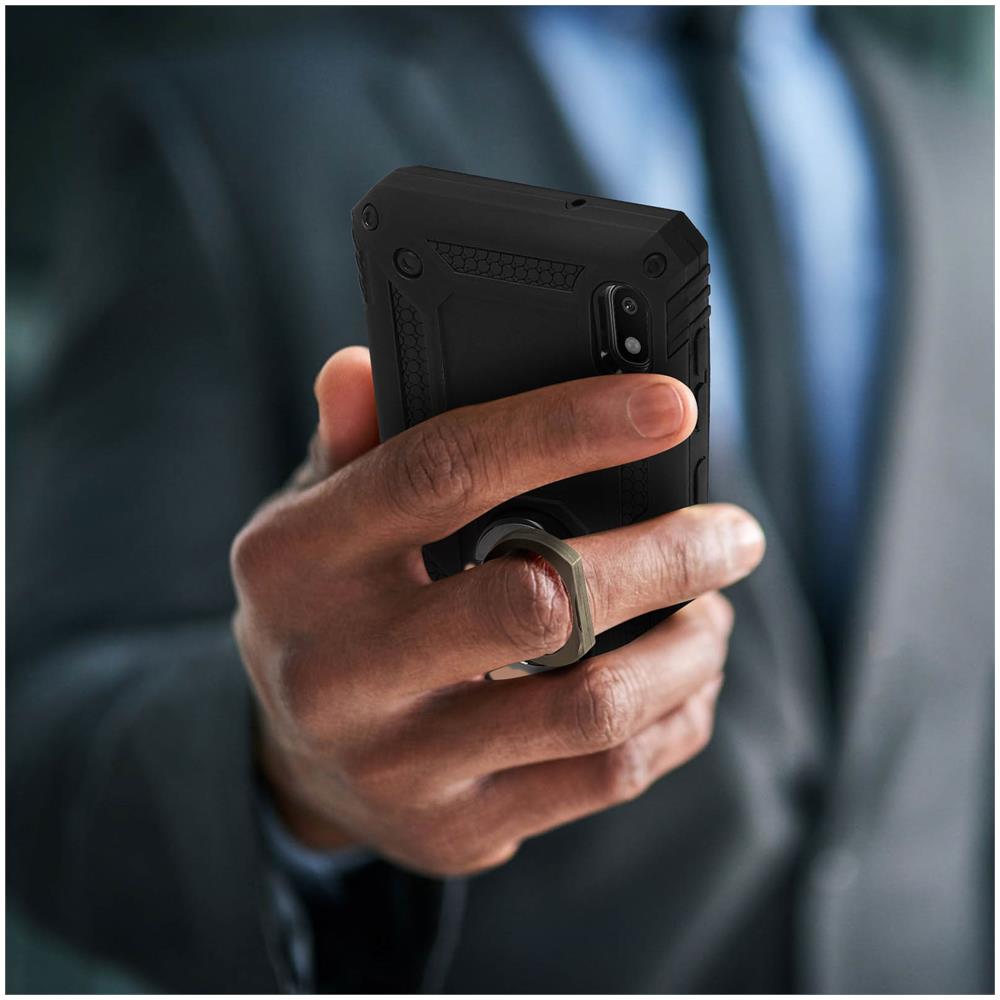 Cover Galaxy A10 Bi-materia Rigida Morbida Anello Magnetico Stand Nero - Foto 5