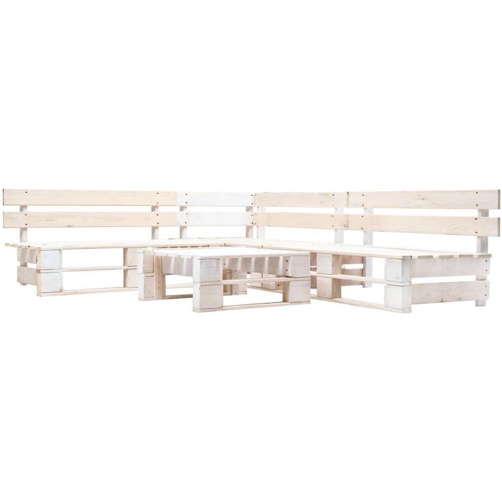 Set Divani Da Giardino Su Pallet 4pz Legno Fsc Bianco - Foto 1