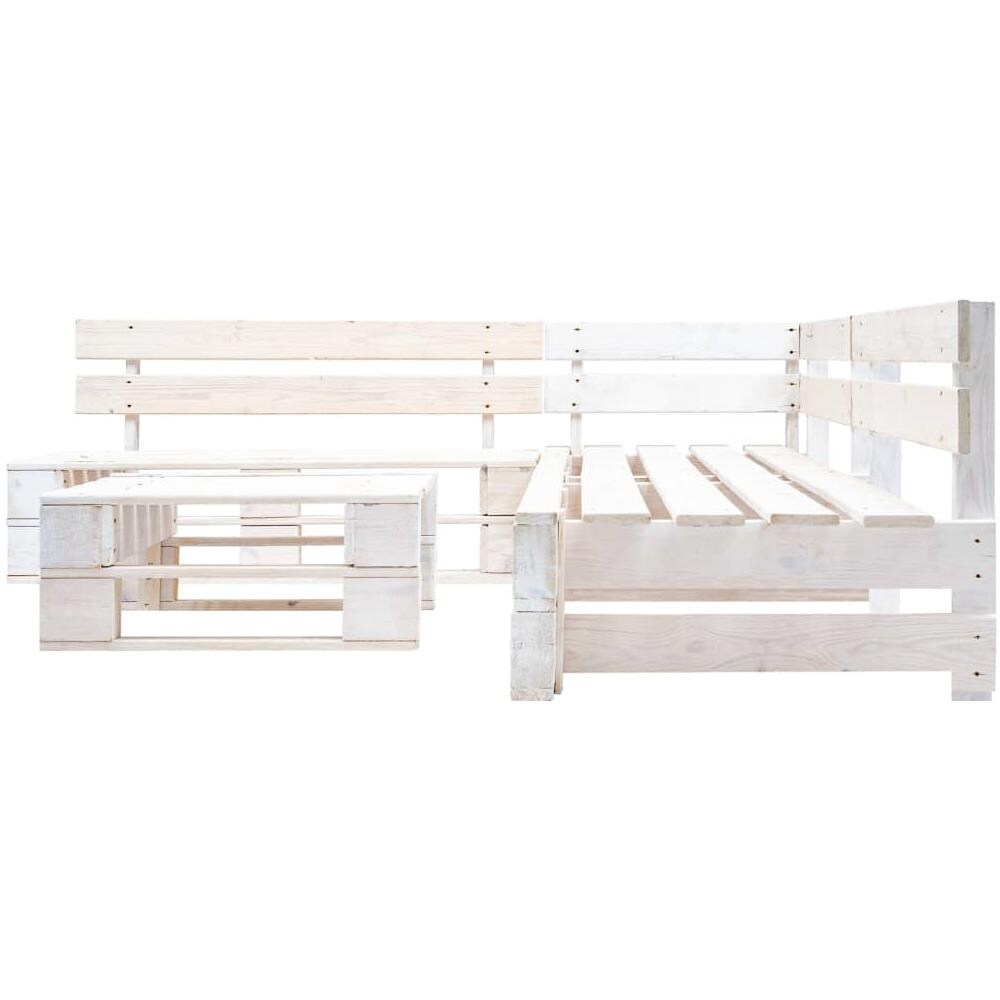 Set Divani Da Giardino Su Pallet 4pz Legno Fsc Bianco - Foto 2