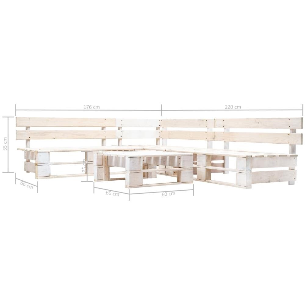 Set Divani Da Giardino Su Pallet 4pz Legno Fsc Bianco - Foto 3