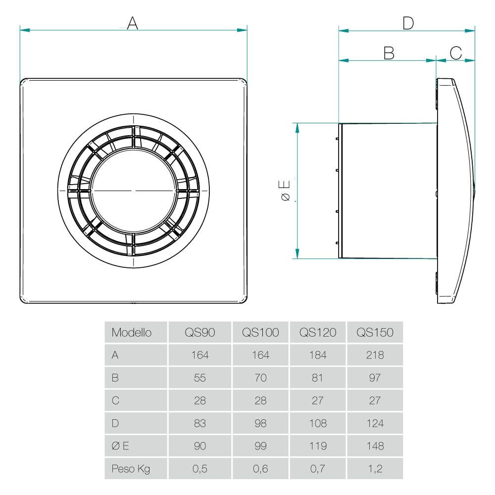 Qs90t - Aspiratore Assiale Diam. 90mm - 8w - 60m3 / h - Cod. 003172 - Con Timer - Foto 2