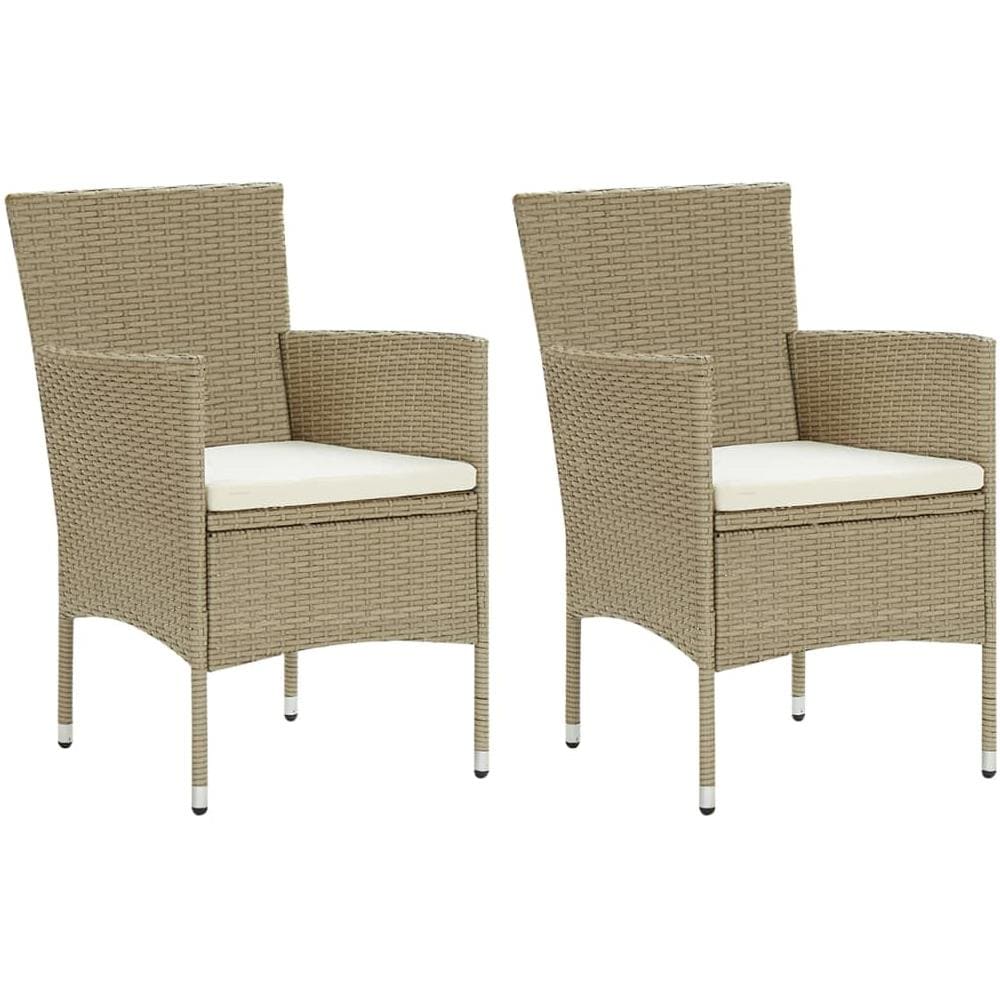 Sedie da Pranzo per Giardino 2 pz in Polyrattan Beige - Foto 1