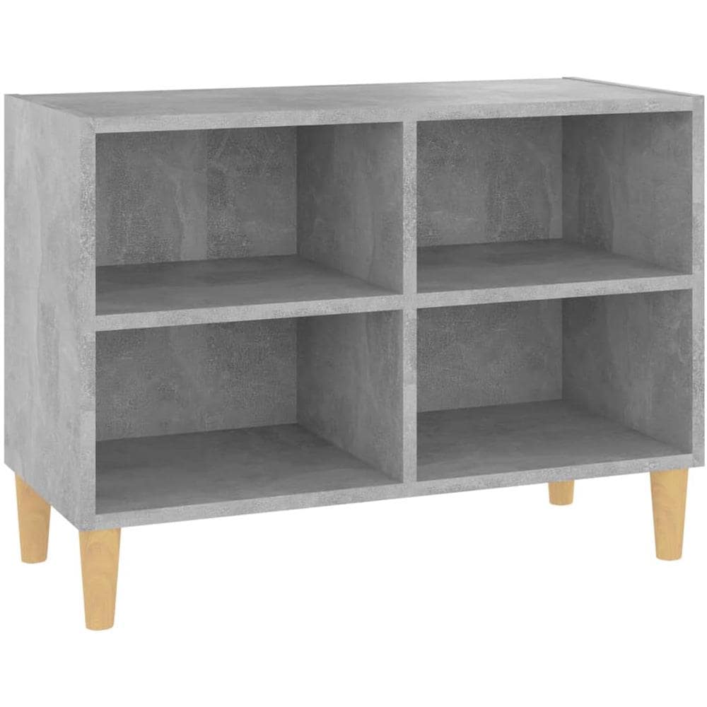 Mobile TV con Gambe Legno Massello Grigio Cemento 69,5x30x50 cm - Foto 1