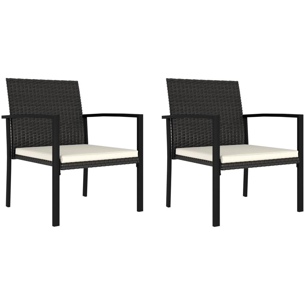 Sedie da Pranzo per Giardino 2 pz in Polyrattan Nero - Foto 1