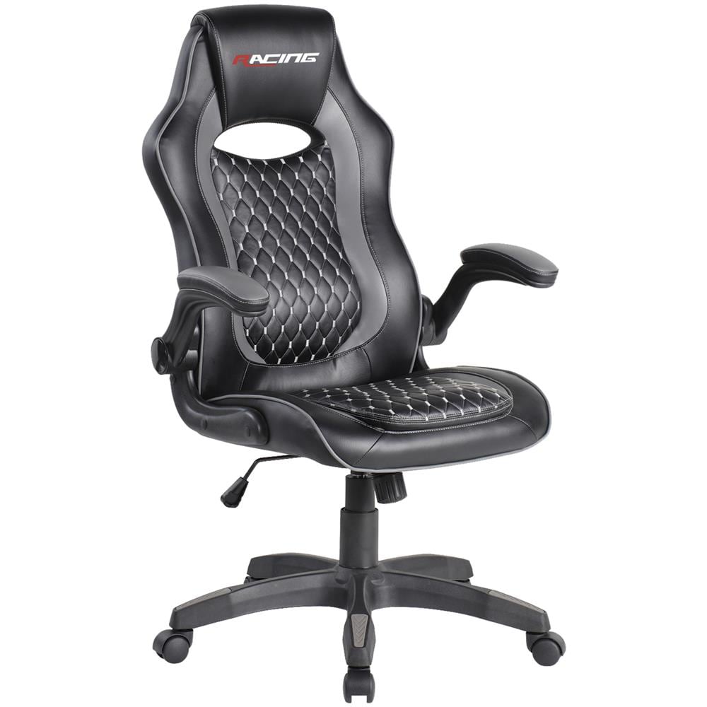 Sedia Gaming 69x72x122 Cm Con Cuscino, Grigia Grigio - Foto 1