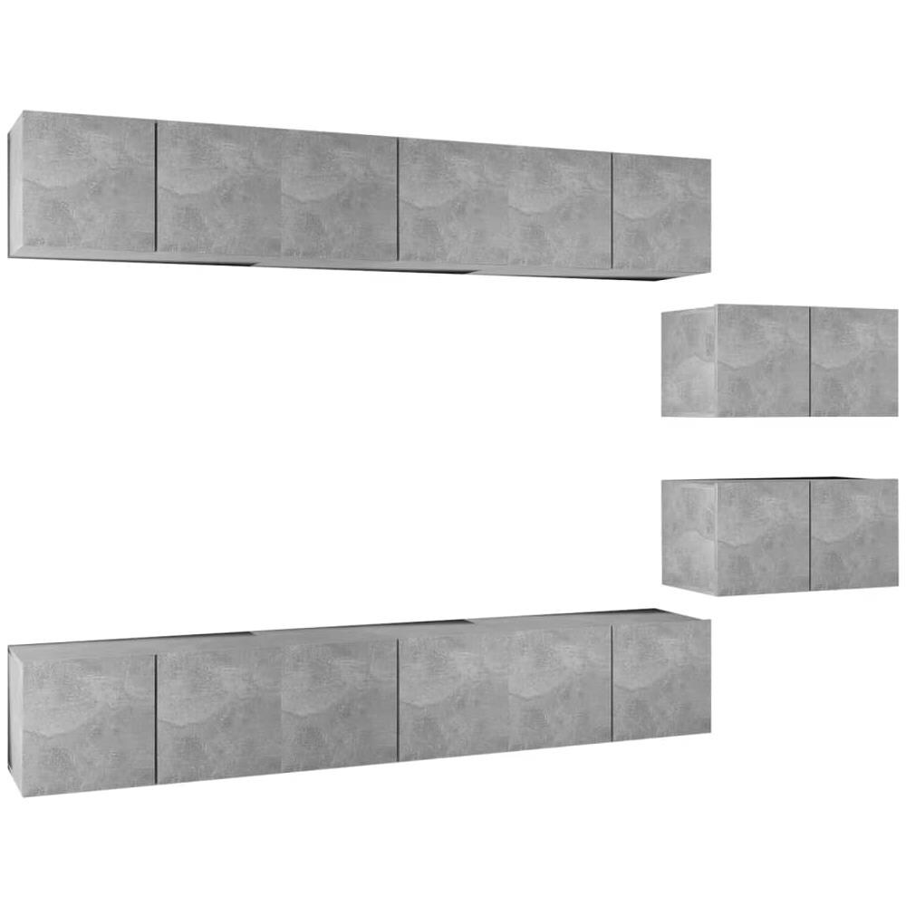 Mobili Porta TV 8 pz Grigio Cemento in Legno Multistrato - Foto 1