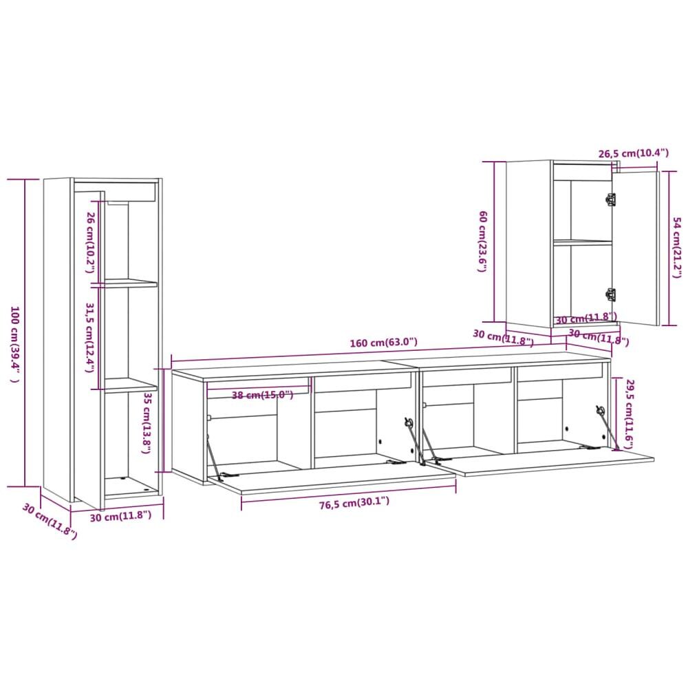 Mobili Porta Tv 4 Pz Bianchi In Legno Massello Di Pino - Foto 2