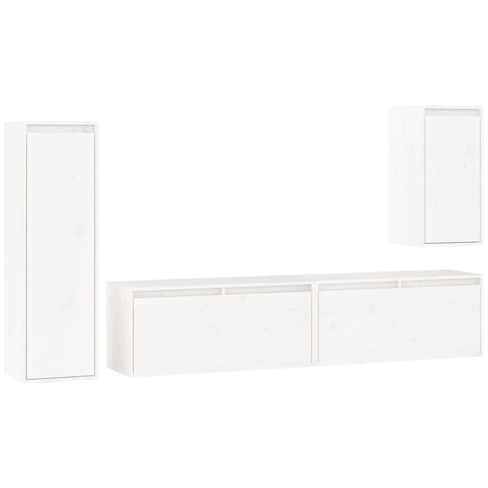 Mobili Porta Tv 4 Pz Bianchi In Legno Massello Di Pino - Foto 1