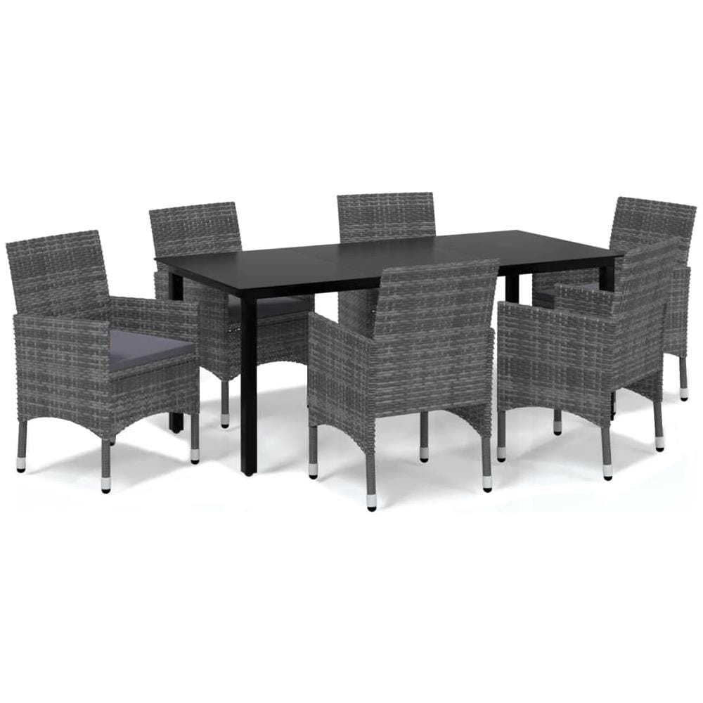 Set Da Pranzo Per Giardino 7 Pz Con Cuscini Polyrattan Grigio - Foto 2