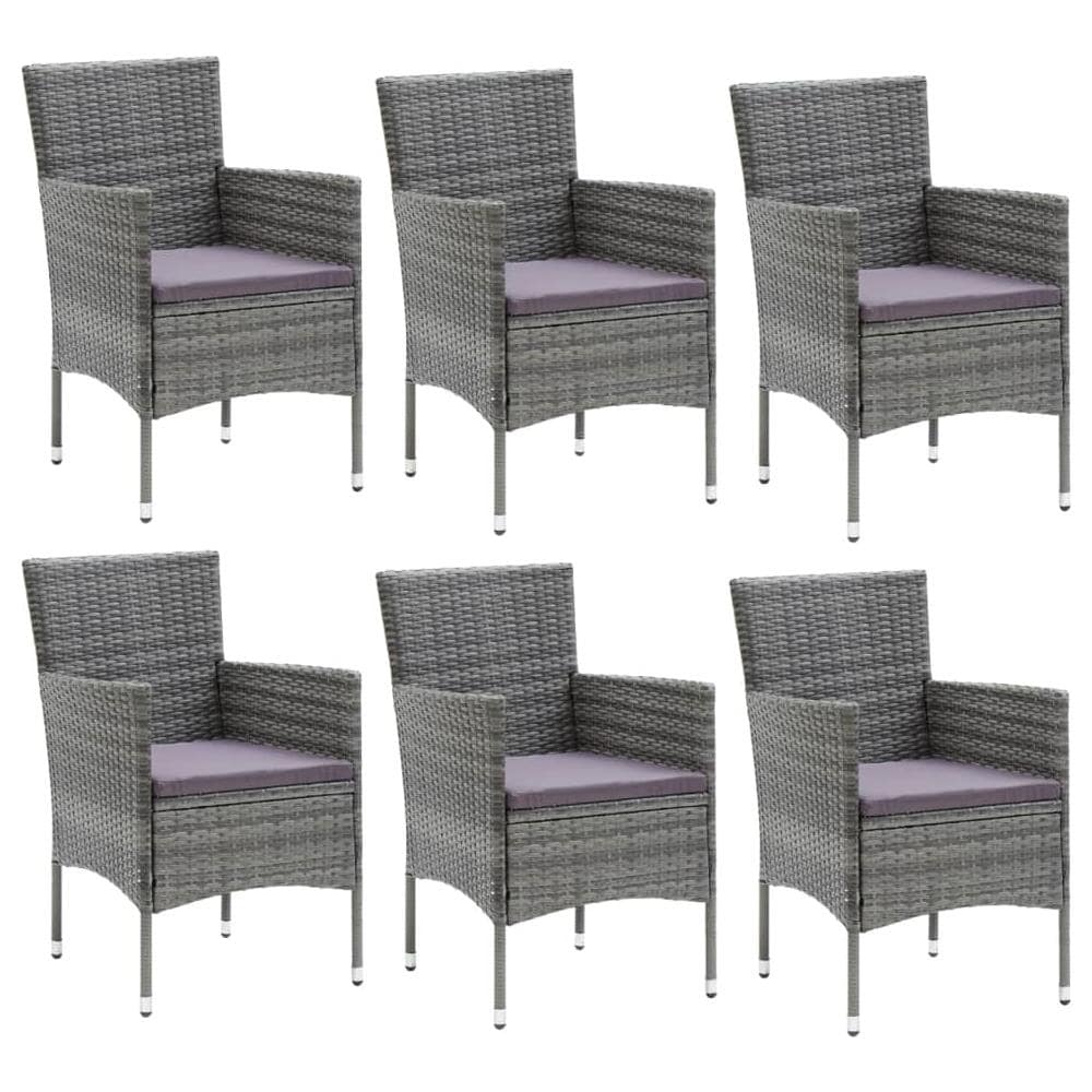 Set Da Pranzo Per Giardino 7 Pz Con Cuscini Polyrattan Grigio - Foto 3