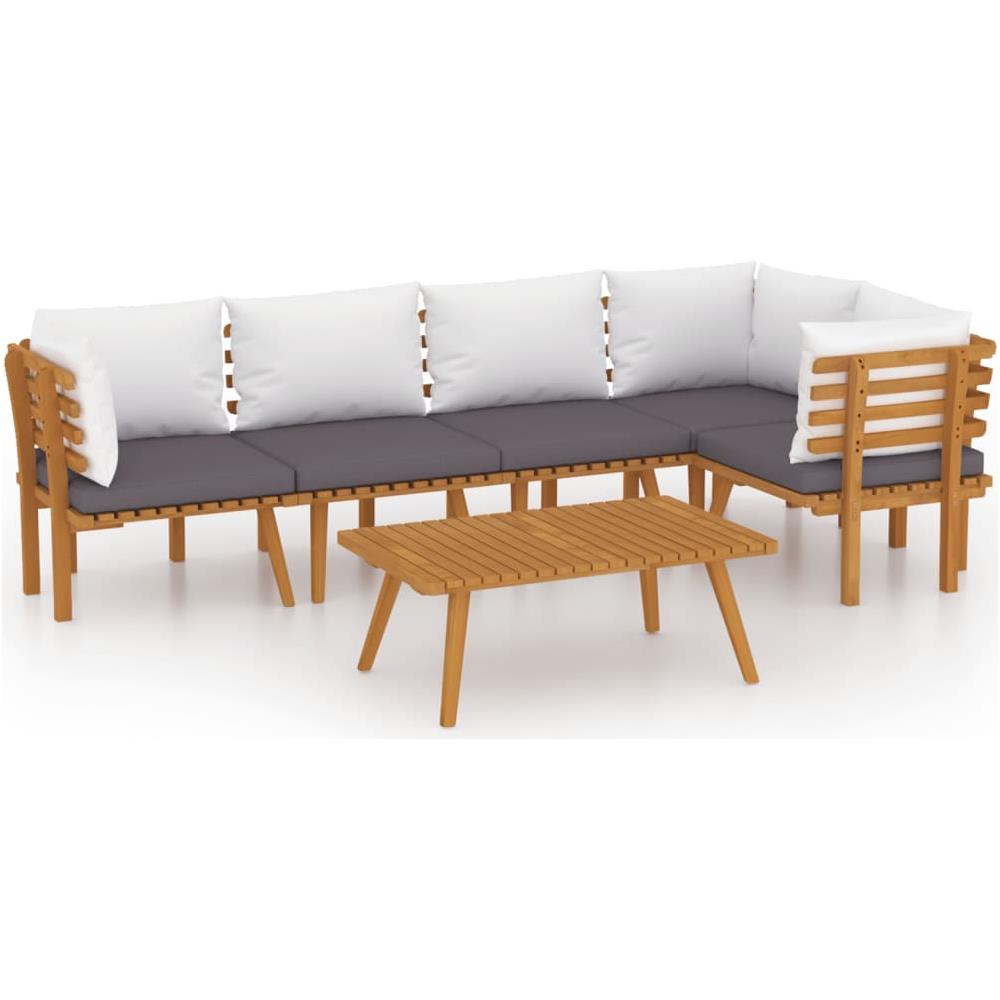 Set Divani Da Giardino 6 Pz Con Cuscini In Massello Di Acacia - Foto 1