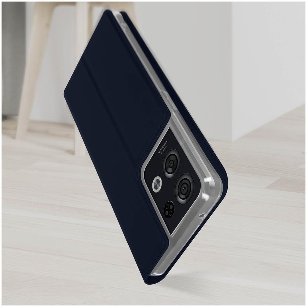 Skin Pro“ Custodia Per Oppo Reno 8 Pro“ Con Flip E Supporto Per Carte, Colore Blu. - Foto 5