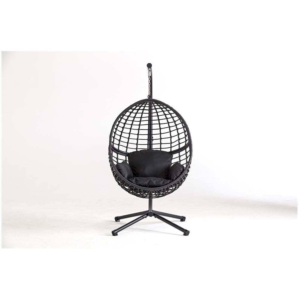 Sedia Sospesa In Resina Intrecciata Nera Auroa - Foto 2