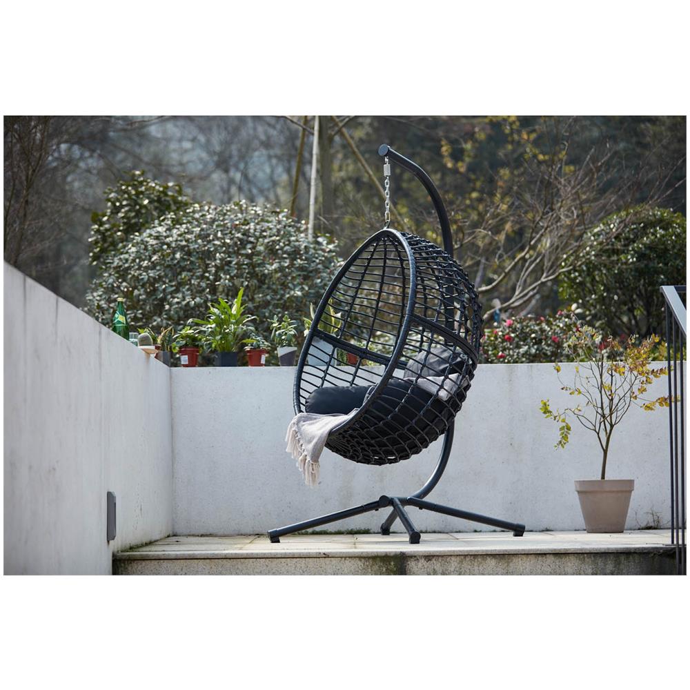 Sedia Sospesa In Resina Intrecciata Nera Auroa - Foto 8