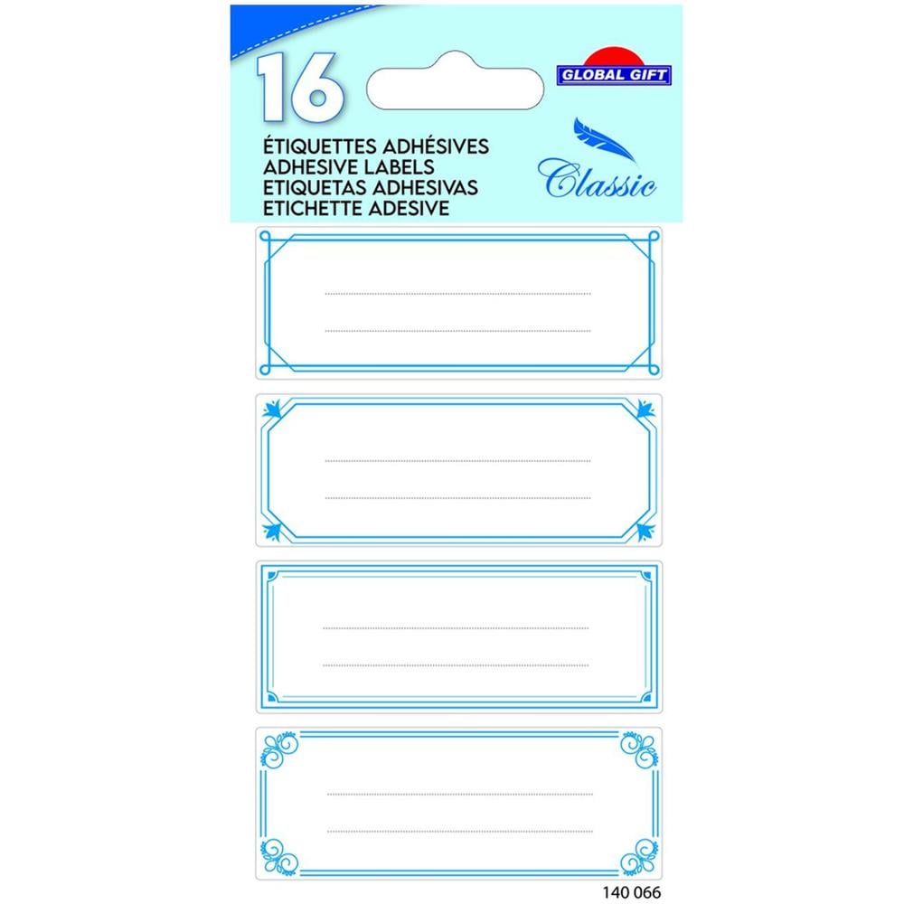 16 Etichette Per La Scuola - Filigrana - Blu - Foto 1