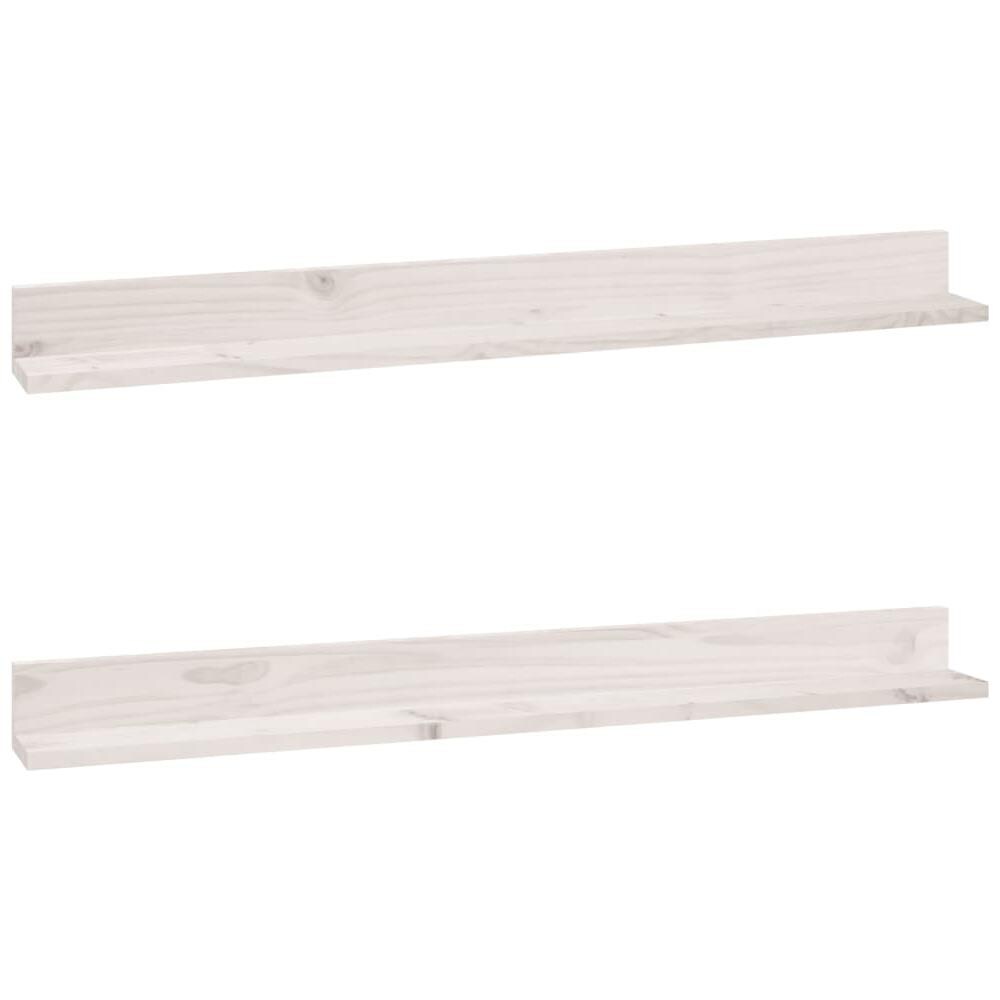 Mensole Da Parete 2 Pz Bianco 110x11x9cm Legno Massello Di Pino - Foto 2