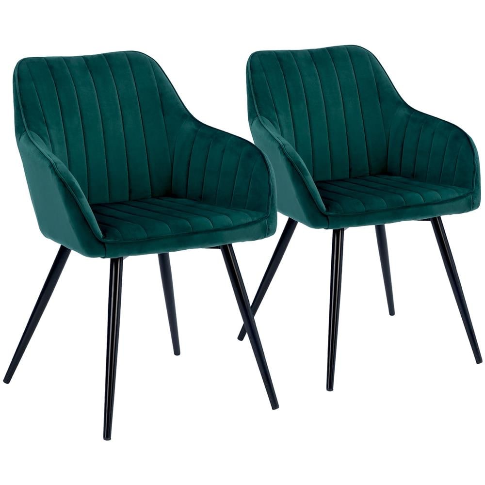 Set Di 2 Sedie In Velluto Verde Bertille - Foto 1