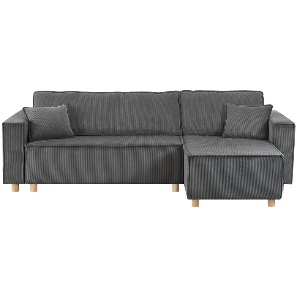Cosy Divano Letto Angolare 4 Posti In Velluto A Coste Grigio - Foto 1