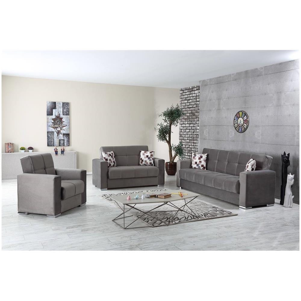 Divano Letto Jose, Poltrona Contenitore Da Salotto Trasformabile In Letto, Poltroncina Relax In Tessuto Imbottito Con Apertura Click-clack, 94x85h91 Cm, Grigio - Foto 2