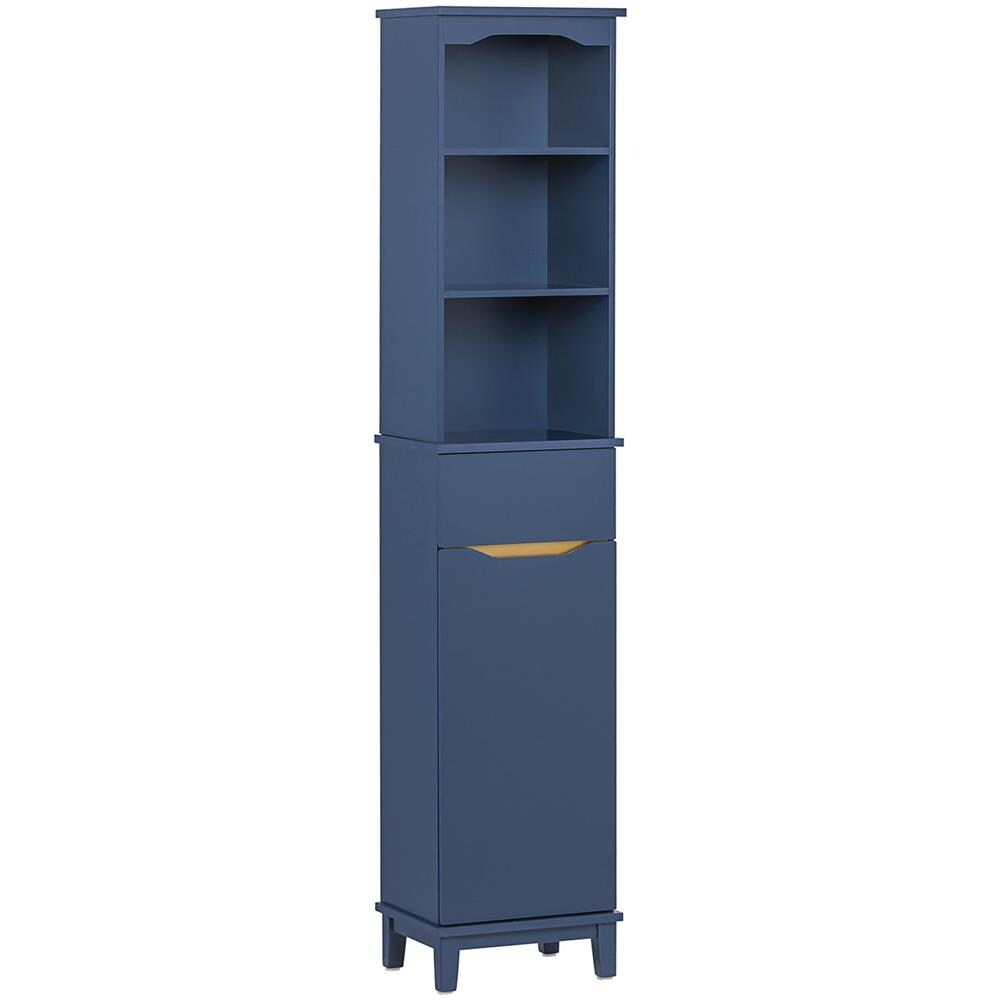 Mobile Alto Da Bagno Mobile Colonna Bagno Salvaspazio Armadio Da Terra Colore Blu 35x30x170 Cm Bzr112-b - Foto 1