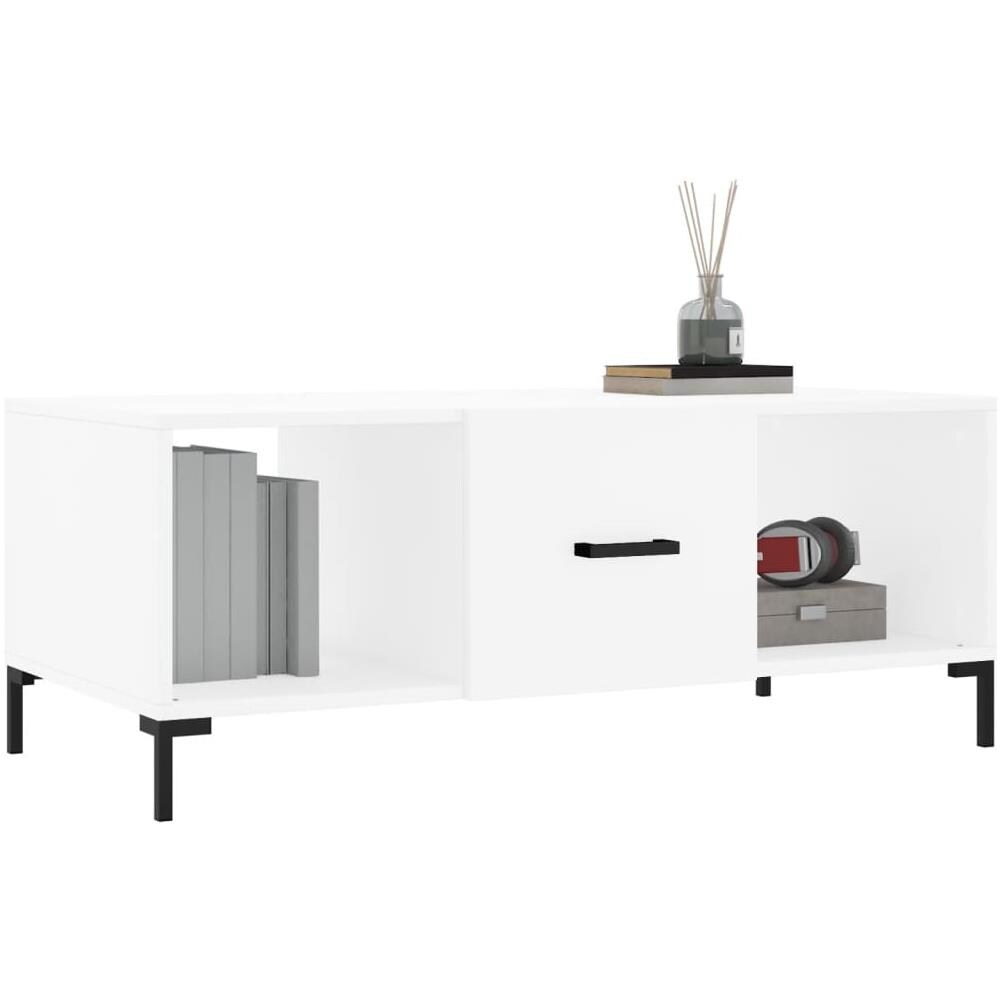 Tavolino Da Salotto Bianco 102x50x40 Cm In Legno Multistrato - Foto 3
