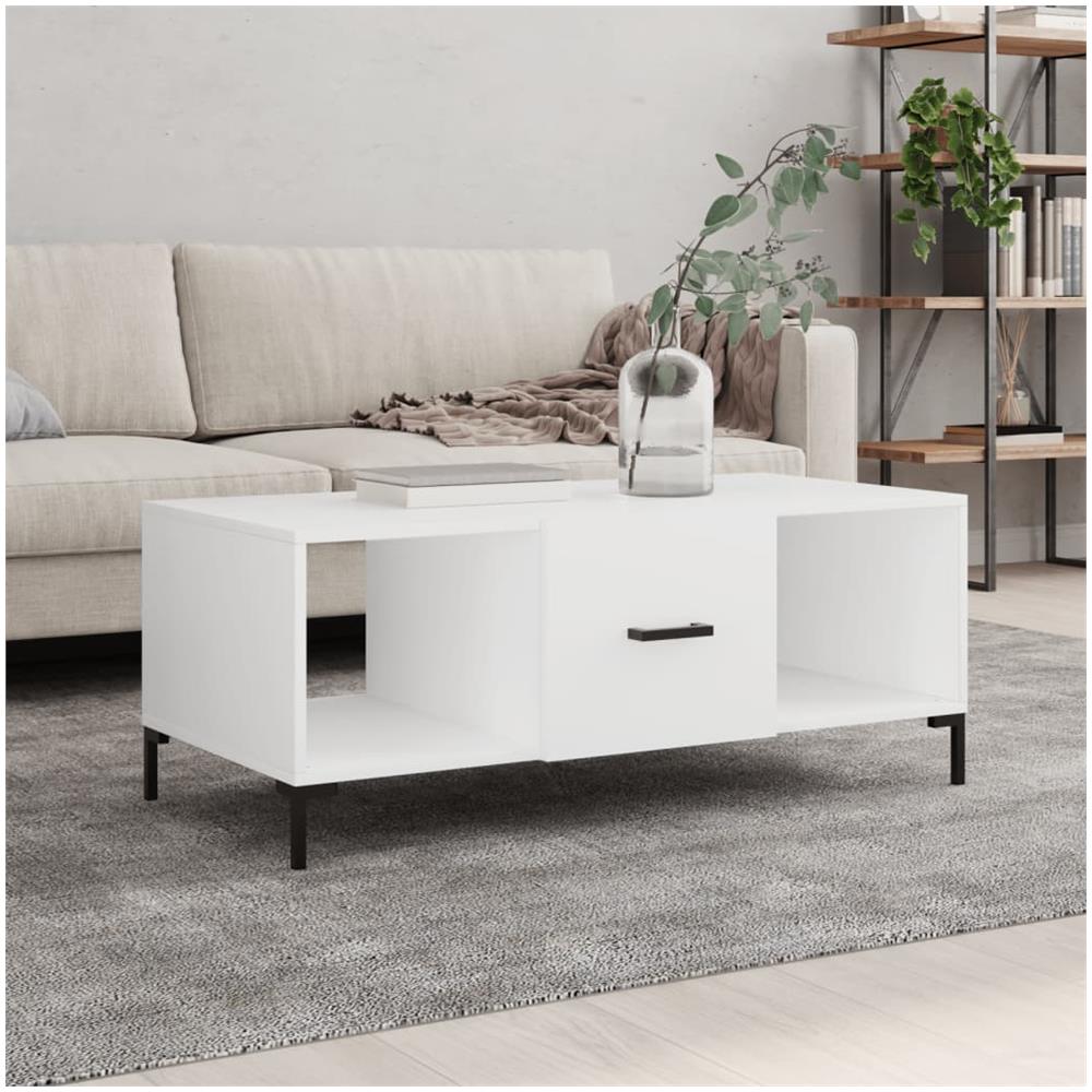 Tavolino Da Salotto Bianco 102x50x40 Cm In Legno Multistrato - Foto 1