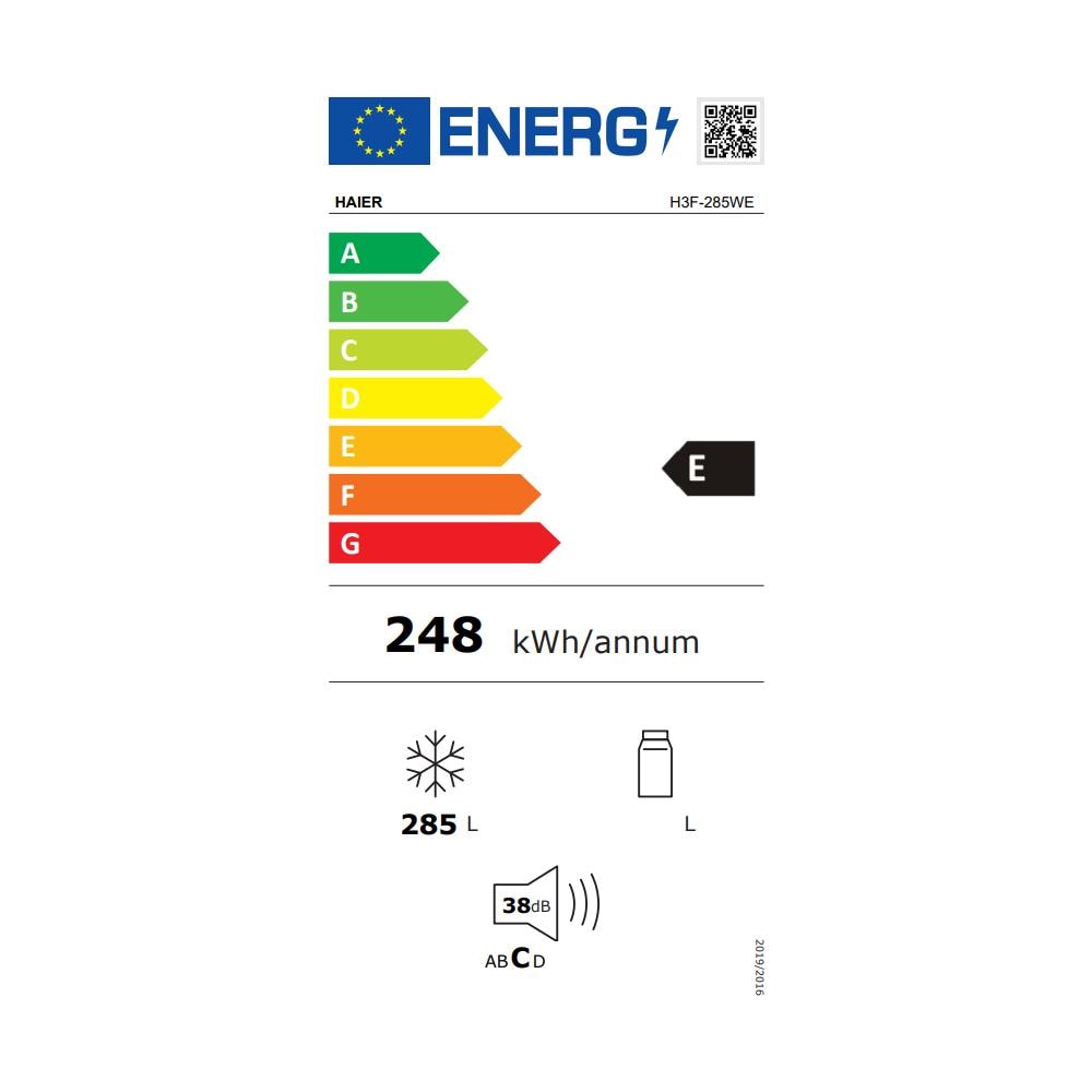 Congelatore Verticale H3F-285WE No Frost Classe E Capacità Lorda / Netta 295/285 Litri Colore Bianco - Foto 2