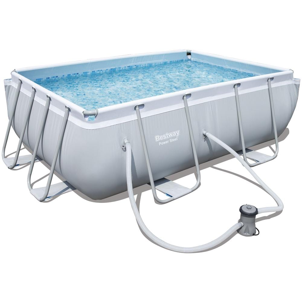 Piscina Rettangolare con Struttura in Acciaio con Pompa Filtro Dimensioni 282 x 196 x 84 cm Colore Grigio - Foto 1