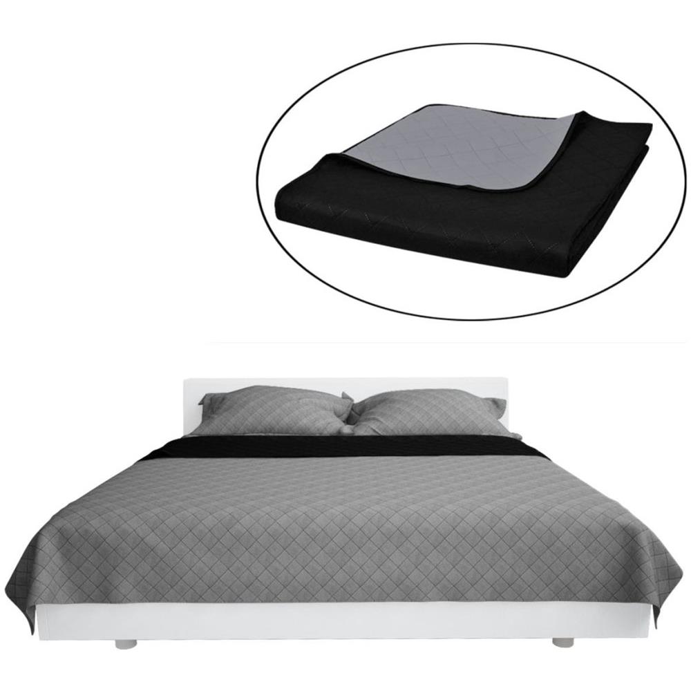 Copriletto Reversibile Nero / grigio 170 X 210 Cm - Foto 1