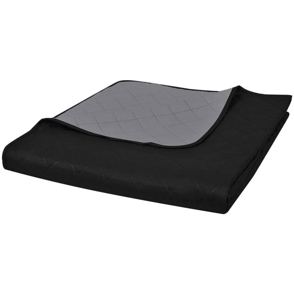 Copriletto Reversibile Nero / grigio 170 X 210 Cm - Foto 8