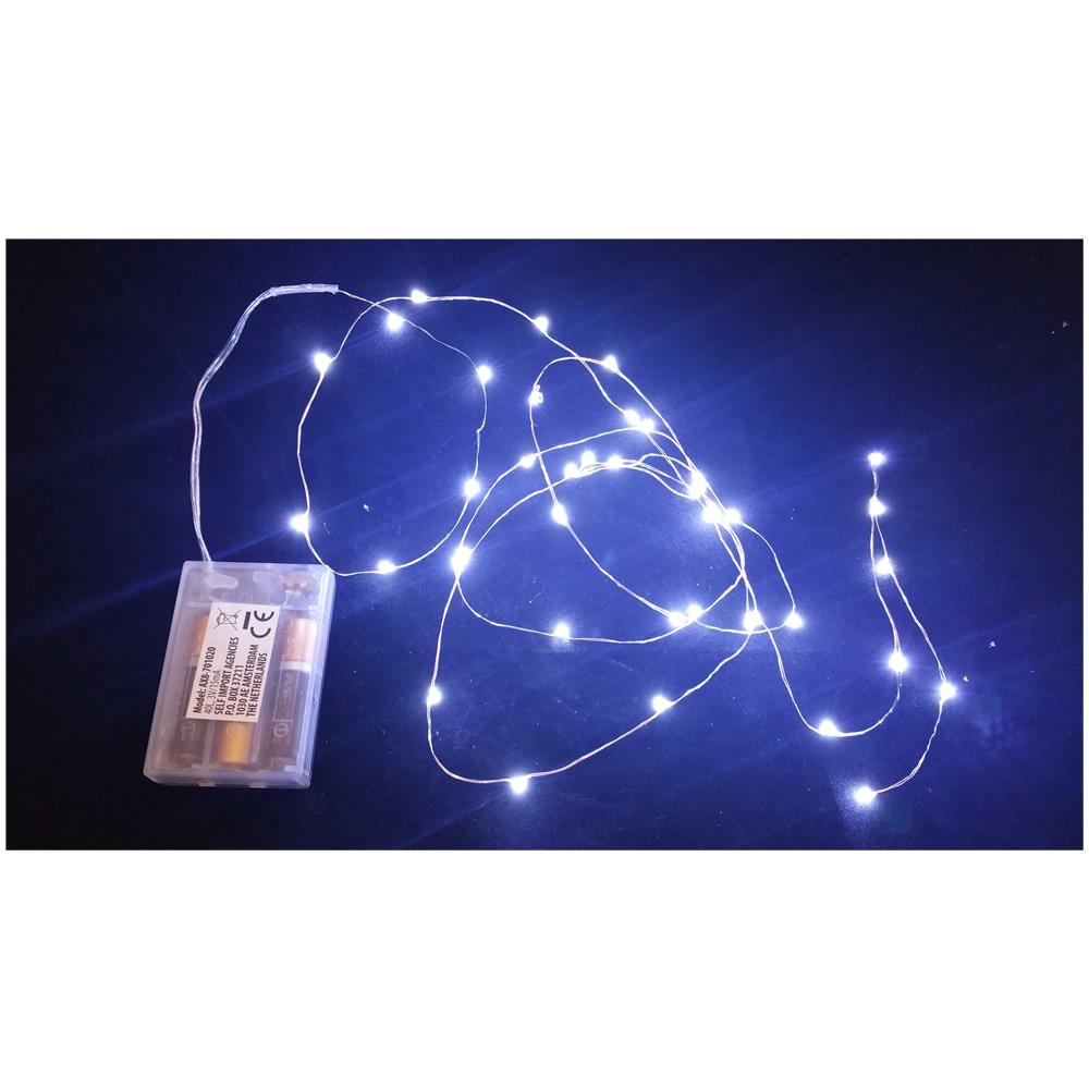 100 Microled Lineari Luci Bianco Freddo A Batteria Luci Di Natale Addobbi Presepi - Foto 1