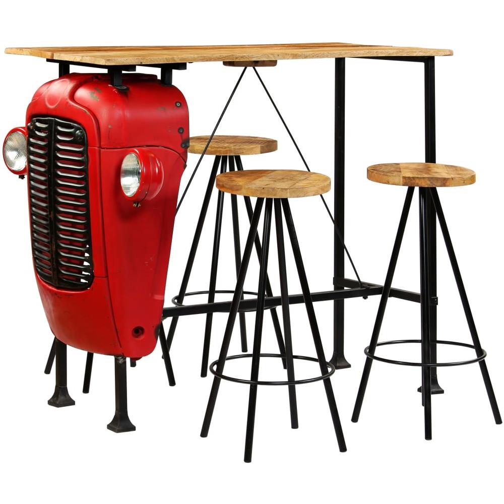 Set Da Bar 5 Pz In Legno Massello Di Mango 120x60x107 Cm - Foto 1