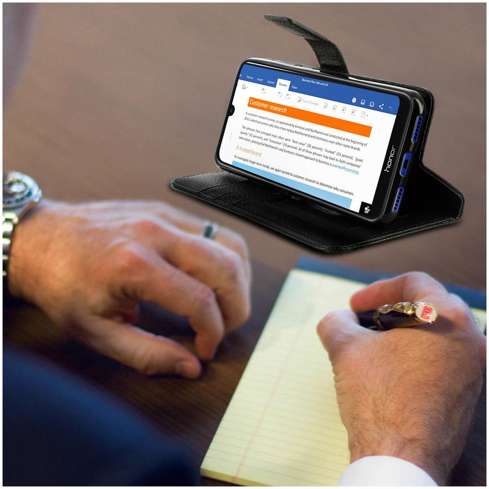 Custodia Huawei Y6 2019/honor 8a Portafoglio Supporto Video Cover Silicone Nero - Foto 5