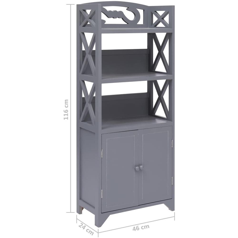 Mobiletto da Bagno Grigio 46x24x116 cm in Legno di Paulownia - Foto 13