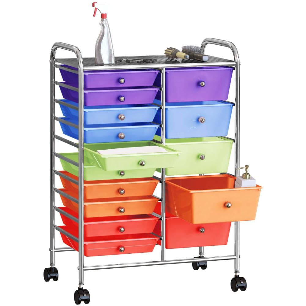 Carrello Portaoggetti Xxl 15 Cassetti Multicolore In Plastica - Foto 2