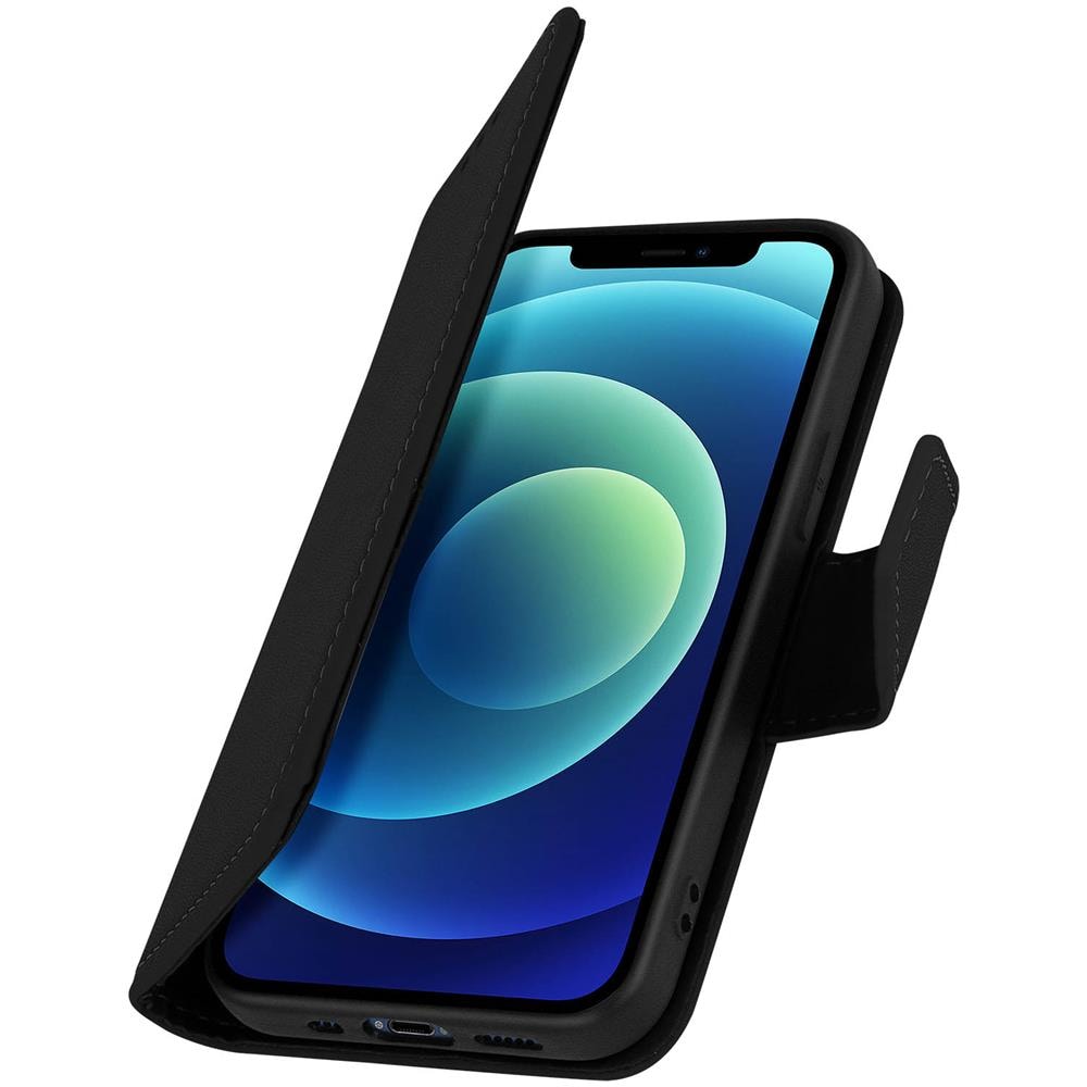 Custodia Iphone 12 / 12 Pro Porta Carte In Pelle Funzione Stand Premium Nero - Foto 5