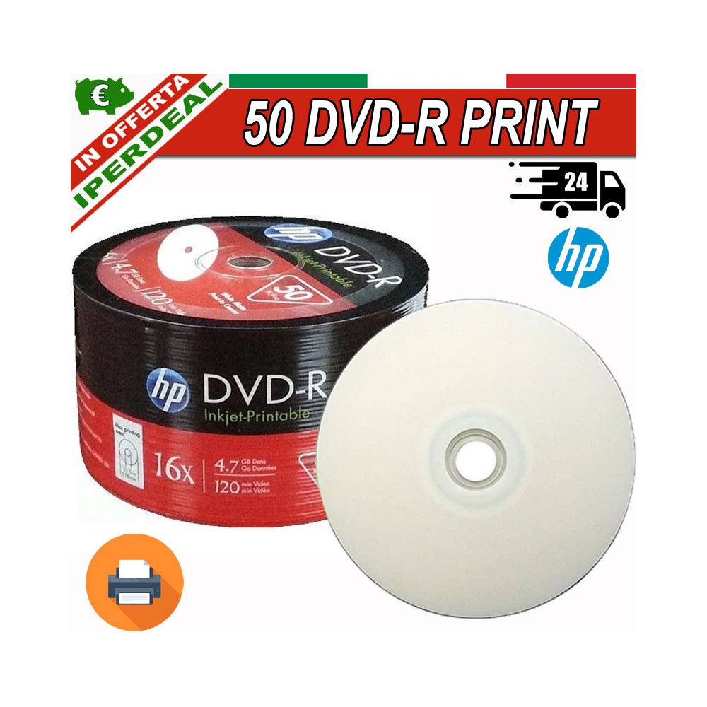 50 PZ DVD-R HP 16X 4,7GB 120 MIN. INK-JET PRINTABLE - Foto 2