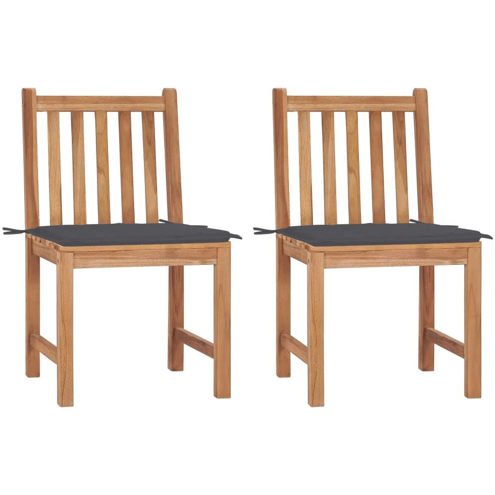 Sedie Da Giardino 2 Pz Con Cuscini In Legno Massello Di Teak - Foto 1