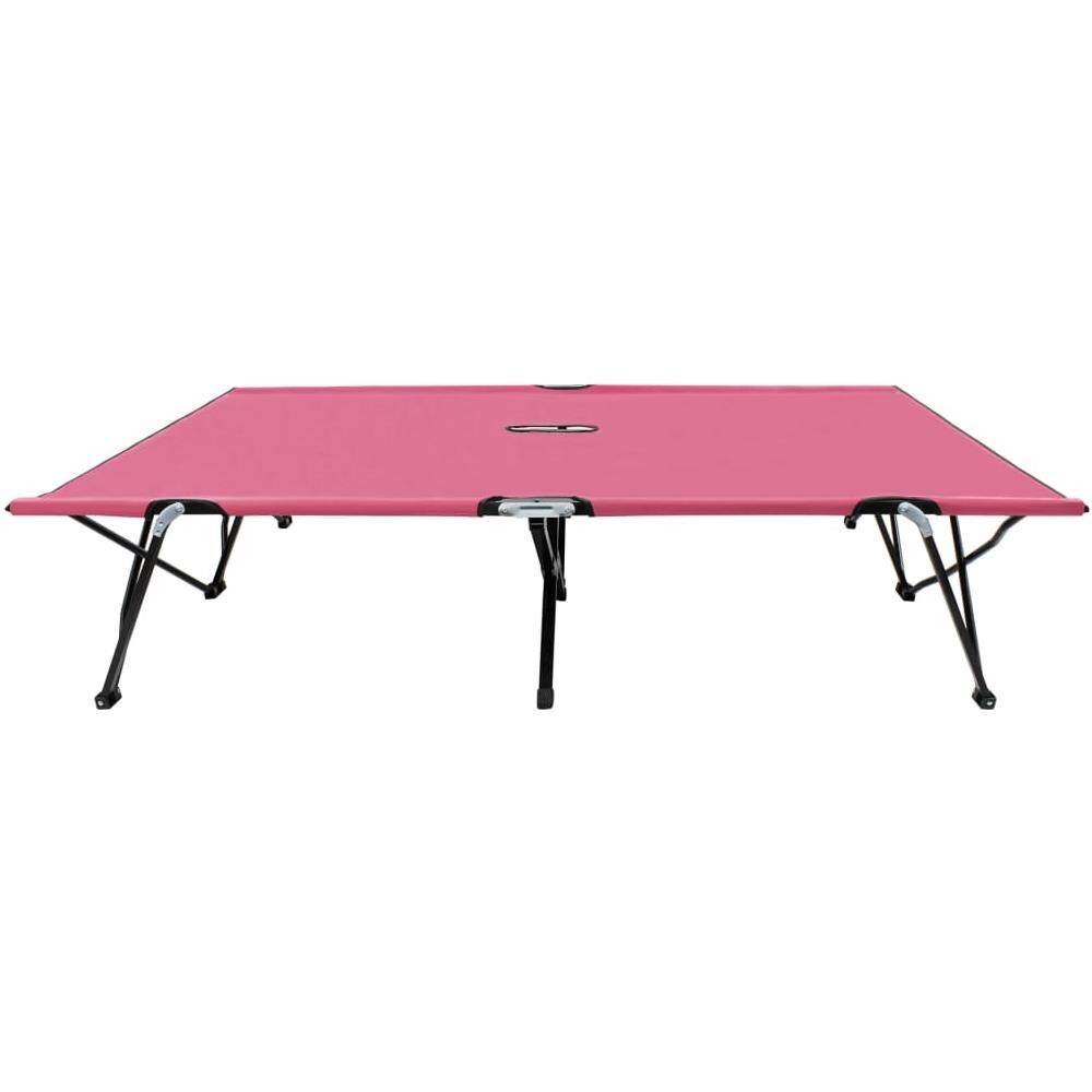 Lettino Prendisole Pieghevole Due Persone Rosa in Acciaio - Foto 2