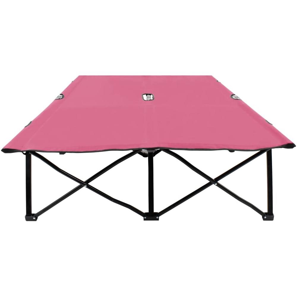 Lettino Prendisole Pieghevole Due Persone Rosa in Acciaio - Foto 3